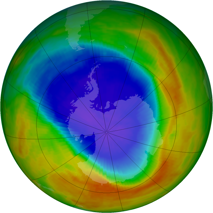 Antarctic ozone map for 21 October 1991